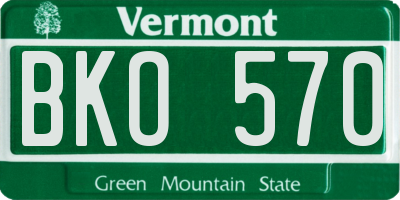 VT license plate BKO570
