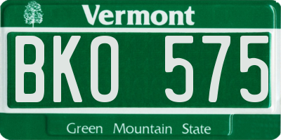 VT license plate BKO575