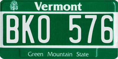 VT license plate BKO576