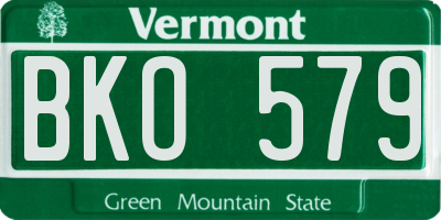 VT license plate BKO579