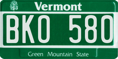 VT license plate BKO580