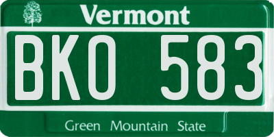VT license plate BKO583