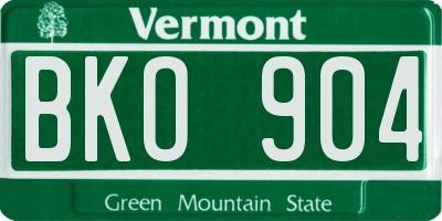 VT license plate BKO904