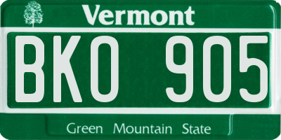 VT license plate BKO905