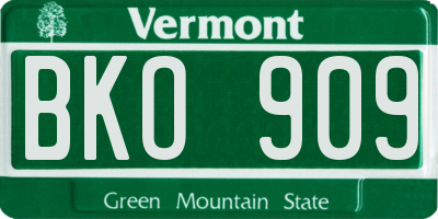 VT license plate BKO909