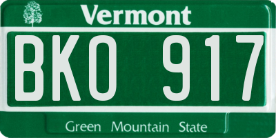 VT license plate BKO917
