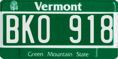 VT license plate BKO918