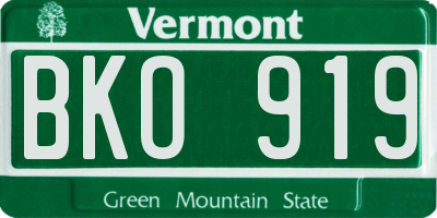 VT license plate BKO919