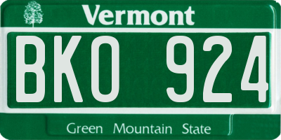 VT license plate BKO924