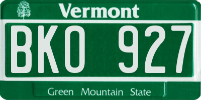 VT license plate BKO927