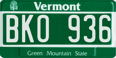 VT license plate BKO936