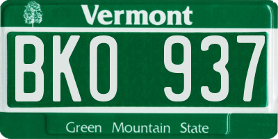 VT license plate BKO937