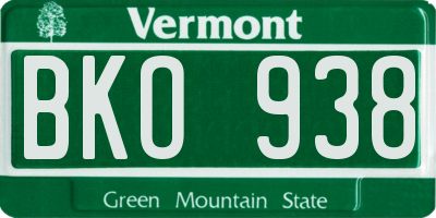 VT license plate BKO938
