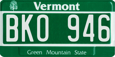 VT license plate BKO946