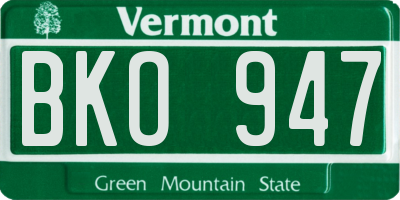 VT license plate BKO947