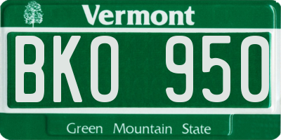 VT license plate BKO950