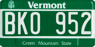VT license plate BKO952
