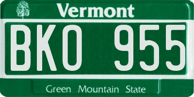 VT license plate BKO955