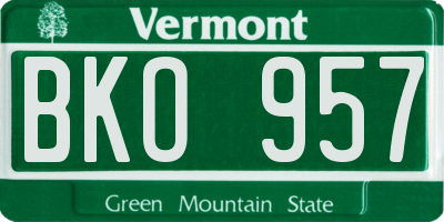 VT license plate BKO957
