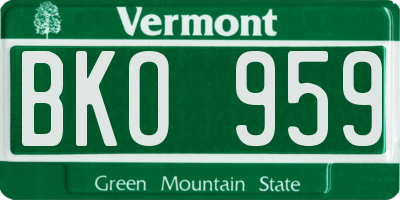 VT license plate BKO959