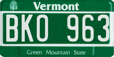 VT license plate BKO963