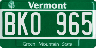VT license plate BKO965