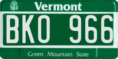 VT license plate BKO966
