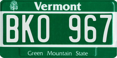 VT license plate BKO967
