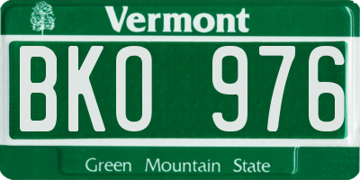VT license plate BKO976
