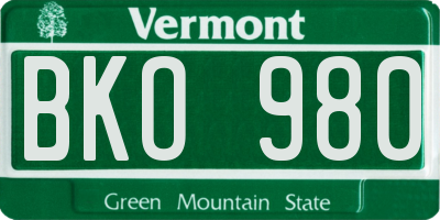 VT license plate BKO980