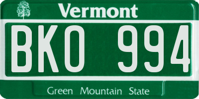VT license plate BKO994