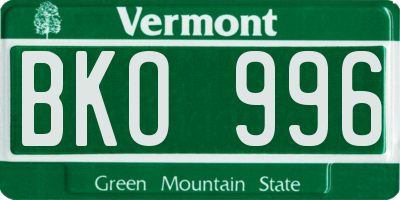 VT license plate BKO996