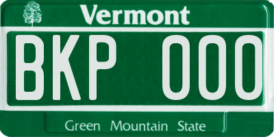 VT license plate BKP000