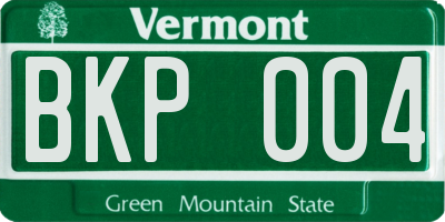 VT license plate BKP004