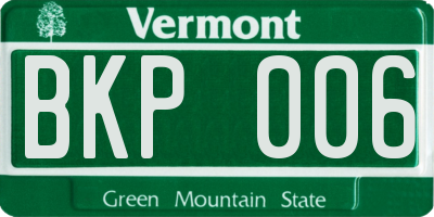 VT license plate BKP006