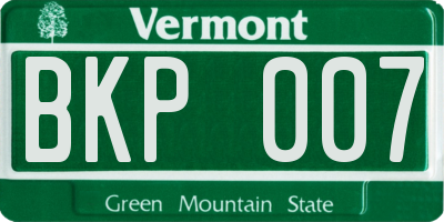 VT license plate BKP007