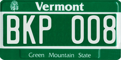 VT license plate BKP008