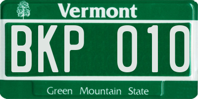 VT license plate BKP010
