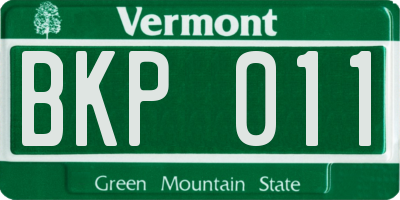 VT license plate BKP011