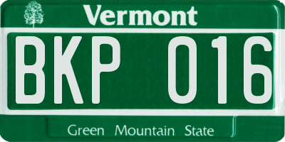 VT license plate BKP016