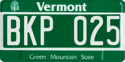 VT license plate BKP025
