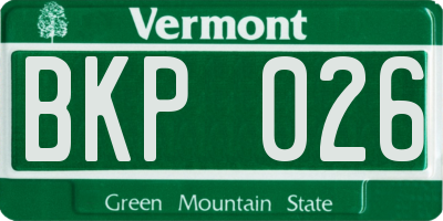 VT license plate BKP026