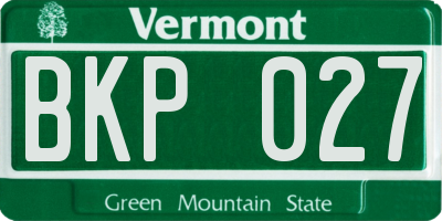VT license plate BKP027