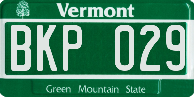 VT license plate BKP029