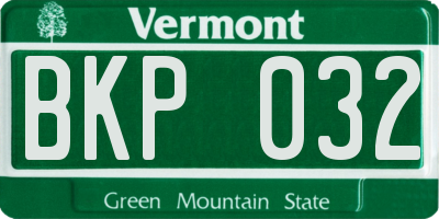 VT license plate BKP032