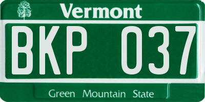 VT license plate BKP037