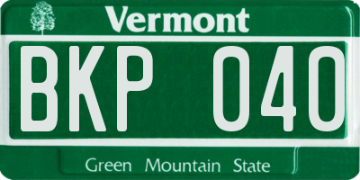 VT license plate BKP040