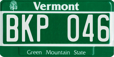 VT license plate BKP046