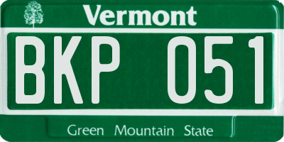 VT license plate BKP051