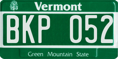 VT license plate BKP052